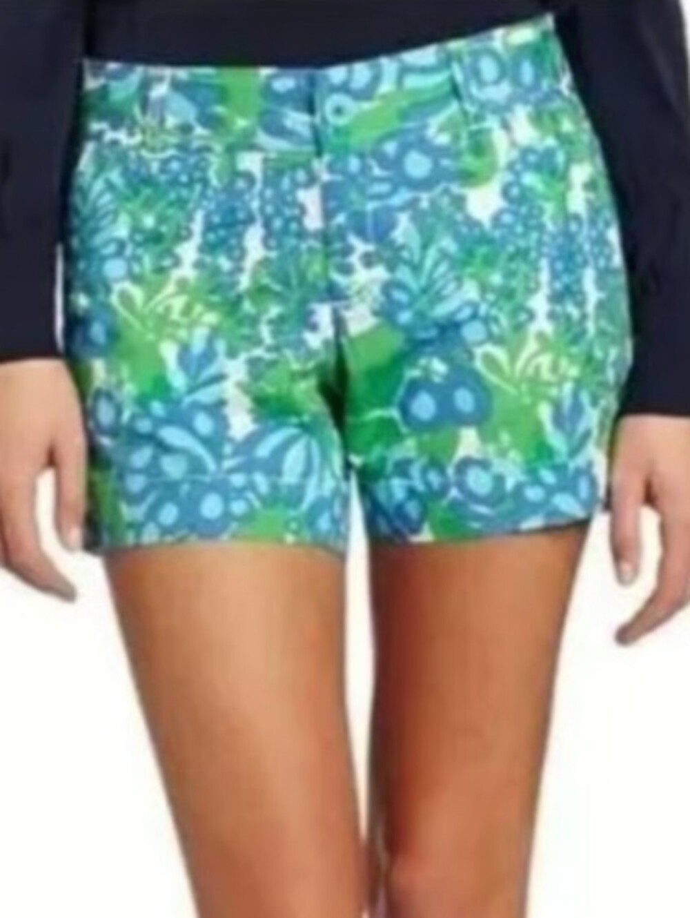 Lilly Pulitzer Womens Blue Green Callahan Cotton Floral Low Rise Shorts Size 4